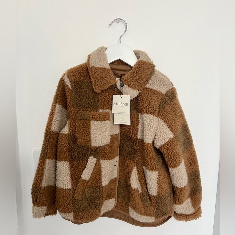MarMar Copenhagen Kids Teddybear Fleece Jacket Chunky Hazel Check 5Y/110 NWT